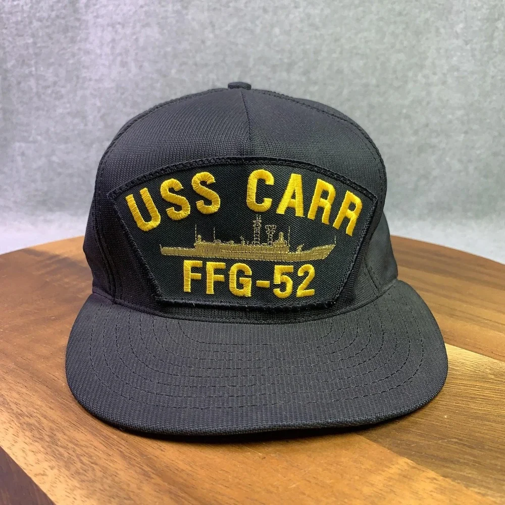 Vintage North Star USS Carr‎ FFG-52 Hat Cap Snap Back Black Embroidered USN Mens